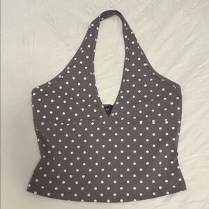 White Fox Brown Polka Dot Halter Top